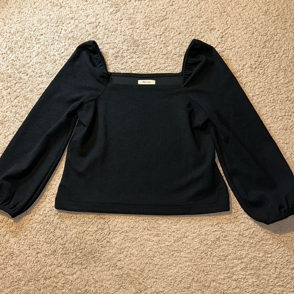 Madewell Crepe Square-Neck Puff-Sleeve Top - Picture 2 of 2
